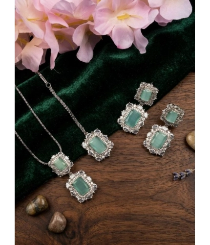 Women's Brass Silver Plated Pendant Set (Mint)