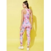 Women's Polyester Lycra Printed Sleeveless Active Wear (Multicolor)