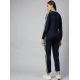 Women's Cotton Solid Long Sleeves Tracksuit (Navy - Green) Women's Cotton Solid Long Sleeves Tracksuit (Navy - Green)