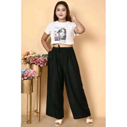 Women's Casual Rayon Solid Ankle Length Palazzo (Black, Free Size)