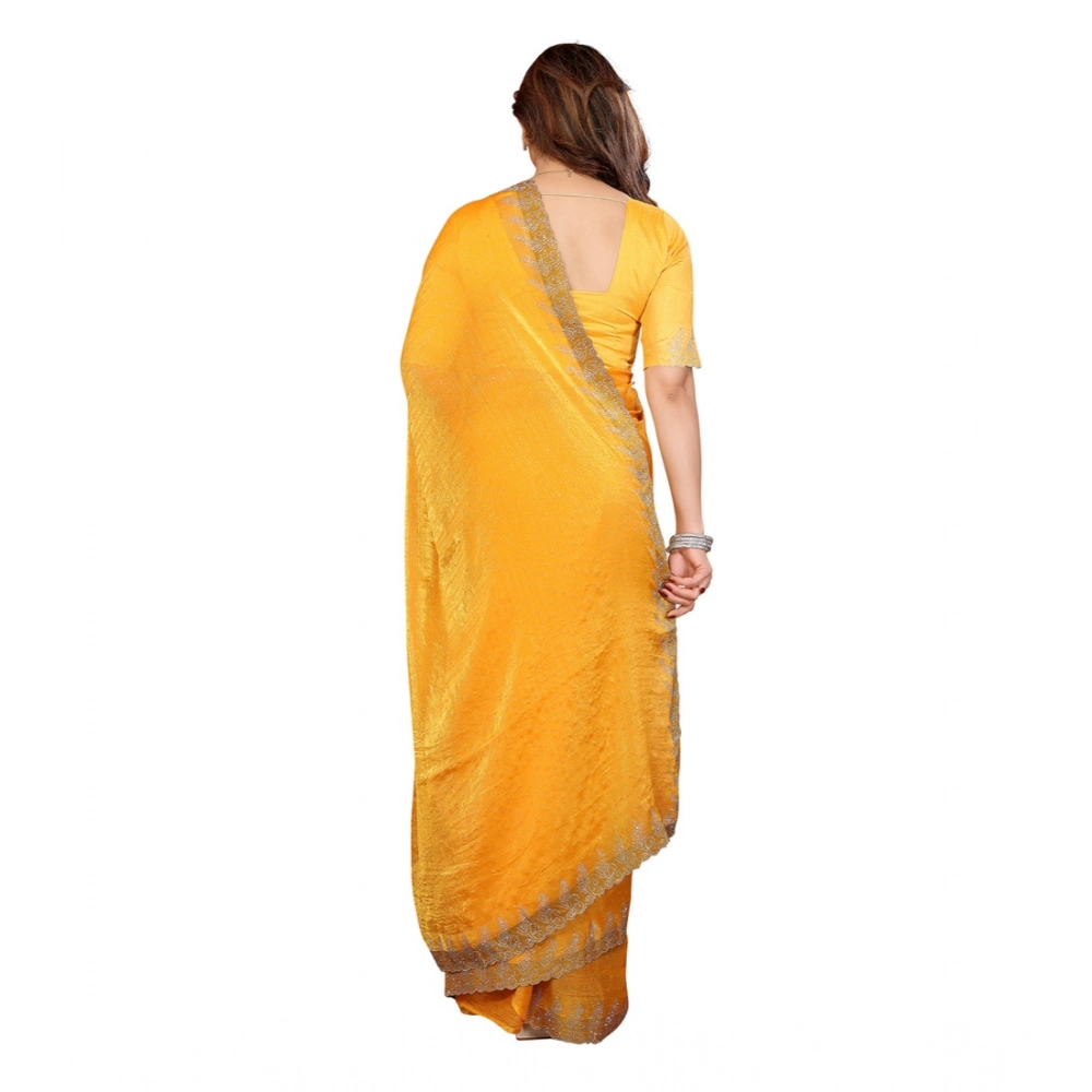 Women's Georgette Printed Saree With Unstitched Blouse 5.5Mtr (Yellow) Women's Georgette Printed Saree With Unstitched Blouse 5.5Mtr (Yellow)