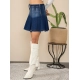Women's Denim Washed Buttoned Skirt (Blue) Women's Denim Washed Buttoned Skirt (Blue)