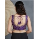Women's Silk Blend Embroidered V-Neck Non Padded Blouse (Purple 38 Ready (Alterable up to 42)