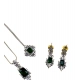 Women's Brass Silver Plated Pendant Set (Green)