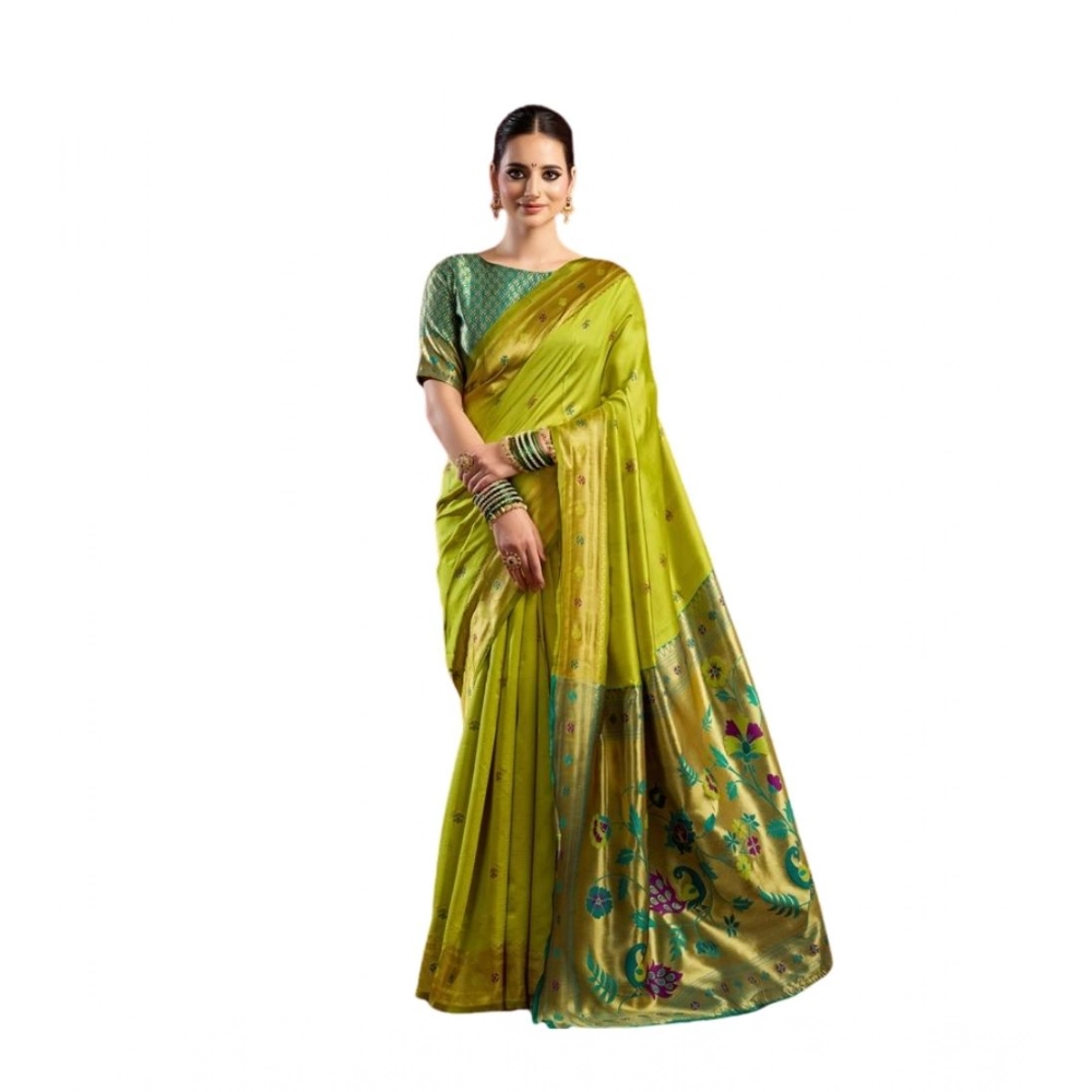 Women's Silk Blend Woven Saree With Unstitched Blouse 5.5 Mtr (Light_Green) Women's Silk Blend Woven Saree With Unstitched Blouse 5.5 Mtr (Light_Green)