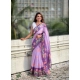 Women's Linen Printed Saree With Unstitched Blouse 5.5Mtr (Purple) Women's Linen Printed Saree With Unstitched Blouse 5.5Mtr (Purple)