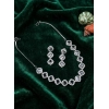 Women's Brass Silver Plated Necklace set (White)