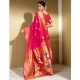 Women's Silk Blend Paithani Saree With Unstitched Blouse 5.5Mtr (Pink)