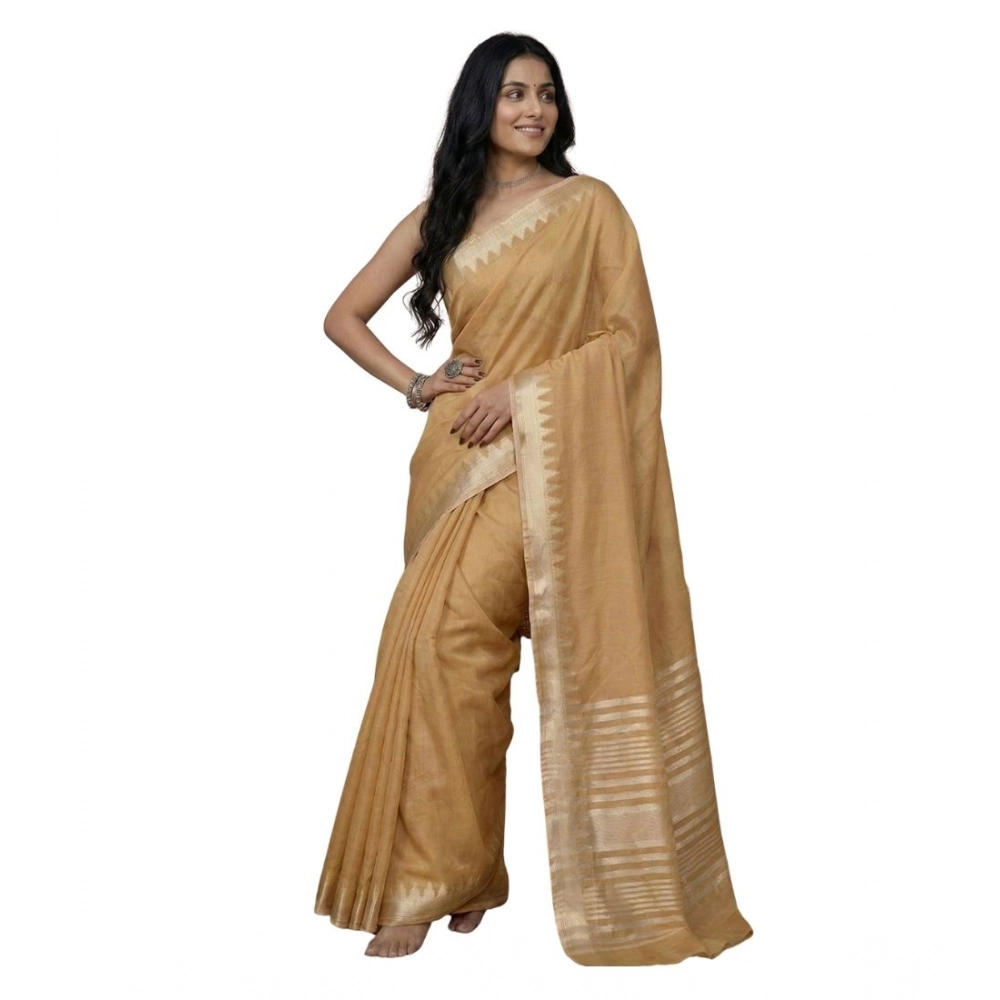 Women's Cotton Printed Saree With Unstitched Blouse 5.5Mtr (Golden) Women's Cotton Printed Saree With Unstitched Blouse 5.5Mtr (Golden)