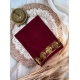 Women's Crepe Chit Pallu Solid Saree With Unstitched Blouse 5.5Mtr (Maroon)
