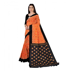 Generic Women's Soft Pure Cotton Printed Saree With Unstitched Blouse 5.5Mtr (Orange)