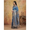 Women's Silk Blend Printed Saree With Unstitched Blouse 5.5Mtr (Sky Blue) Women's Silk Blend Printed Saree With Unstitched Blouse 5.5Mtr (Sky Blue)