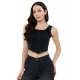 Women's Denim Lycra Solid Sleeveless Top (Black) Women's Denim Lycra Solid Sleeveless Top (Black)