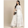 Women's Linen Cotton Printed Saree With Unstitched Blouse 5.5Mtr (White) Women's Linen Cotton Printed Saree With Unstitched Blouse 5.5Mtr (White)
