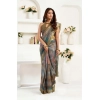 Women's Faux Linen Printed Ready to wear Saree With Unstitched Blouse 5.5Mtr (Multicolor) Women's Faux Linen Printed Ready to wear Saree With Unstitched Blouse 5.5Mtr (Multicolor)