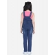 Girl's Denim Patch Work Buttoned Dungaree (Blue)