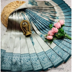 Women's Soft Silk Printed Saree With Unstitched Blouse 5.5Mtr (Silver Grey)