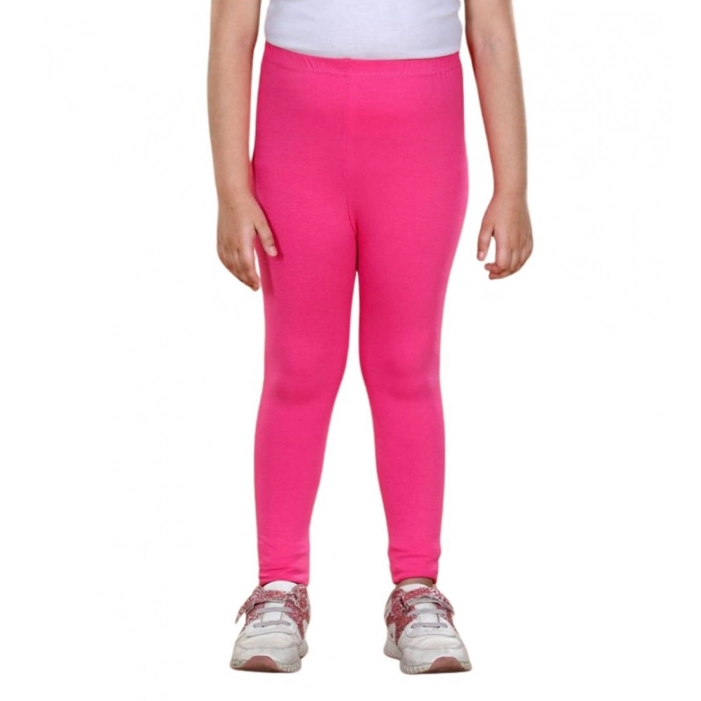 Girl's Cotton Lycra Solid Elasticated Leggings (Pink) Girl's Cotton Lycra Solid Elasticated Leggings (Pink)
