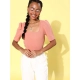 Women's Polyester Lycra Solid Short Sleeve Top (Pink) Women's Polyester Lycra Solid Short Sleeve Top (Pink)