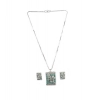 Women's Brass Silver Plated Pendant Set (Turquoise)