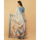 Women's Polyester Printed Saree With Unstitched Blouse 5.5 Mtr (Cream)