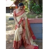 Dropship Women's Litchi silk Printed Saree With Unstitched Blouse (Beige)