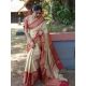 Women's Litchi silk Printed Saree With Unstitched Blouse (Beige)