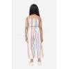 Girl's Polyester Cotton Blend Striped Sleeveless Jumpsuit (Multicolor)