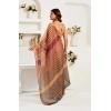 Women's Faux Linen Geometric Print Ready to wear Saree With Unstitched Blouse 5.5Mtr (Brown) Women's Faux Linen Geometric Print Ready to wear Saree With Unstitched Blouse 5.5Mtr (Brown)
