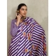 Women's Satin Crepe Printed Saree With Unstitched Blouse 5.5Mtr (Purple)