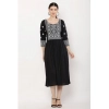 Women's Casual Rayon 3-4th Sleeves Kurti (Black)