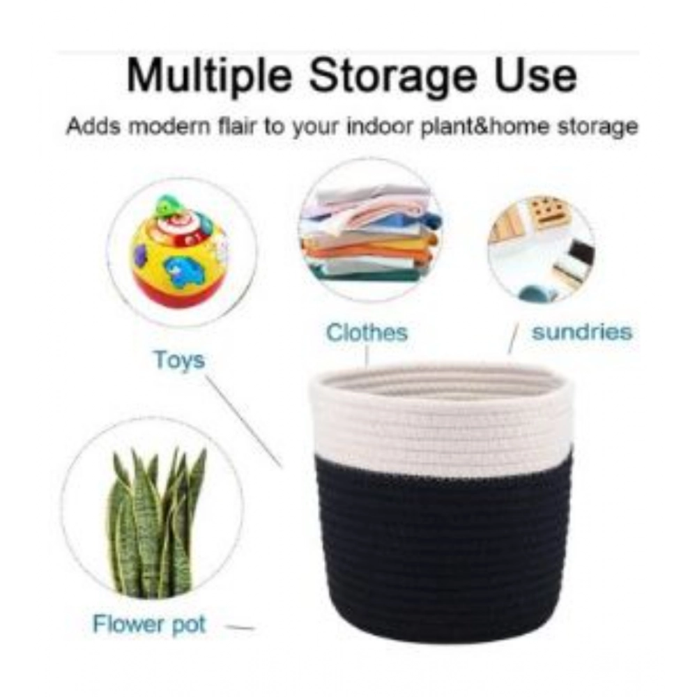 Cotton Flower Pot (White Black)