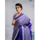 Women's Satin Crepe Printed Saree With Unstitched Blouse 5.5Mtr (Purple)