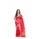 Women's Soft Lichi Silk Printed Saree With Unstitched Blouse 5.5Mtr (Red)