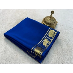 Women's Crepe Chit Pallu Solid Saree With Unstitched Blouse 5.5Mtr (Navy Blue)