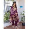 Women's Cotton Blend Printed Kurti With Pant Dupatta Set (Purple) Women's Cotton Blend Printed Kurti With Pant Dupatta Set (Purple)