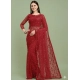 Women's Net Self Design Saree With Unstitched Blouse 5.5Mtr (Maroon)
