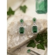 Women's Brass Silver Plated Drop Earrings (Green)