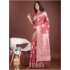 Women's Linen Cotton Printed Saree With Unstitched Blouse 5.5Mtr (Pink) Women's Linen Cotton Printed Saree With Unstitched Blouse 5.5Mtr (Pink)