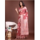 Women's Linen Cotton Printed Saree With Unstitched Blouse 5.5Mtr (Pink)