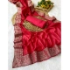 Women's Silk Embroidred Saree With Unstitched Blouse 5.5Mtr (Pink)