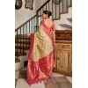 Women's Silk Blend Booti Work Ready to wear Saree With Unstitched Blouse 5.5Mtr (LightBeige)