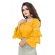 Women's Organza Solid V Neck Layered Ruffle Sleeve Readymade Blouse (Yellow Free Size , up to 38–40 Bust)-PID65860 Women's Organza Solid V Neck Layered Ruffle Sleeve Readymade Blouse (Yellow Free Size , up to 38–40 Bust)-PID65860