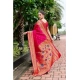 Women's Silk Blend Zari Woven Saree With Unstitched Blouse 5.5Mtr (Pink)