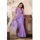Women's Faux Linen Floral Ready to wear Saree With Unstitched Blouse 5.5Mtr (Lavender)