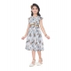 Girl's Popcorn Printed Sleeve Less Round Neck Dress (Brown)
