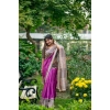 Women's Faux_Tussar Geometric_Print Saree With Unstitched Blouse 5.5Mtr (Purple) Women's Faux_Tussar Geometric_Print Saree With Unstitched Blouse 5.5Mtr (Purple)