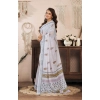 Women's Faux Linen Floral Print Ready to wear Saree With Unstitched Blouse 5.5Mtr (Off_White)