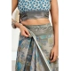 Women's Linen Cotton Printed Ready To Wear Saree With Unstitched Blouse 5.5 Mtr (Grey)