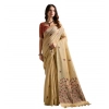 Women's Blended_Cotton Floral Saree With Unstitched Blouse 5.5Mtr (Beige)
